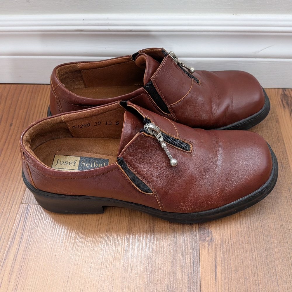 Josef Seibel Women's Brown Leather Slip-On Loafers